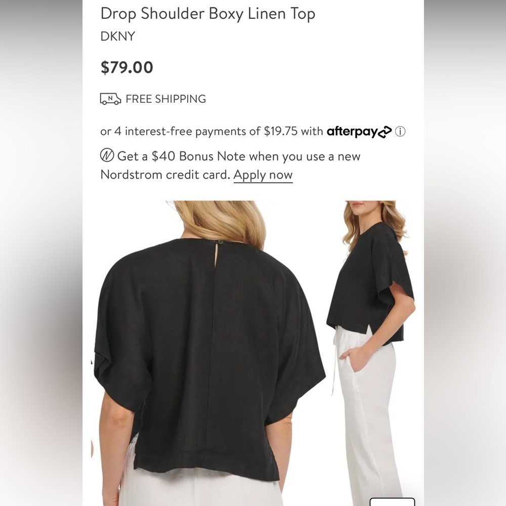 DKNY CROPPED LINEN BLOUSE